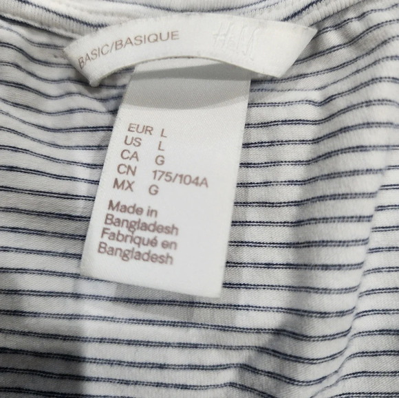 H&M Basic white and blue strips size L - Picture 2 of 5